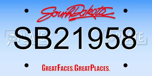 SB21958 South Dakota License Plate