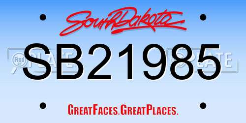 SB21985 South Dakota License Plate