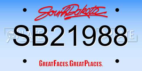 SB21988 South Dakota License Plate