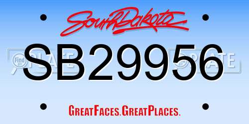 SB29956 South Dakota License Plate