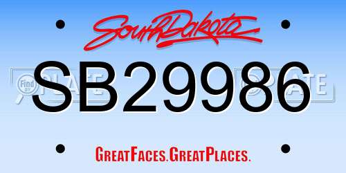SB29986 South Dakota License Plate