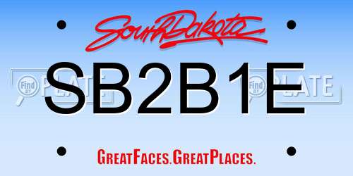 SB2B1E South Dakota License Plate