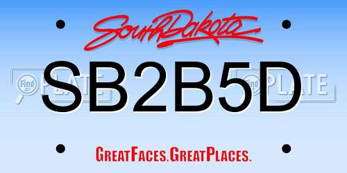 SB2B5D South Dakota License Plate