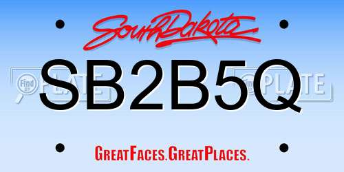 SB2B5Q South Dakota License Plate
