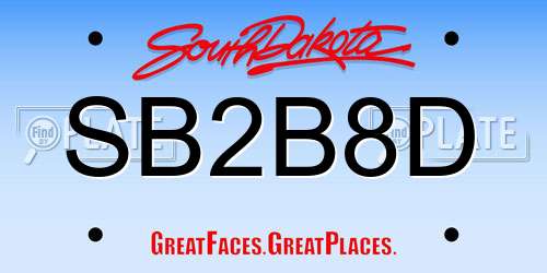 SB2B8D South Dakota License Plate