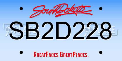 SB2D228 South Dakota License Plate