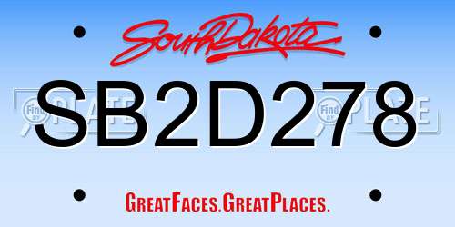 SB2D278 South Dakota License Plate
