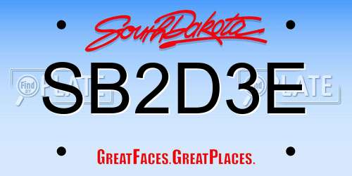 SB2D3E South Dakota License Plate