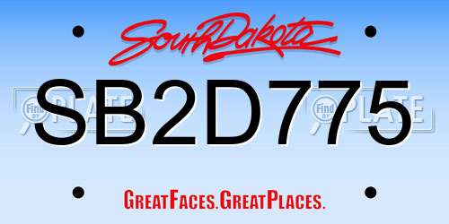 SB2D775 South Dakota License Plate