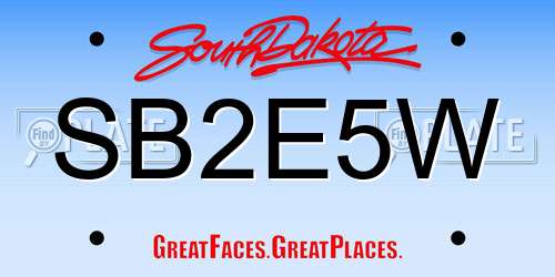 SB2E5W South Dakota License Plate