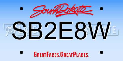 SB2E8W South Dakota License Plate