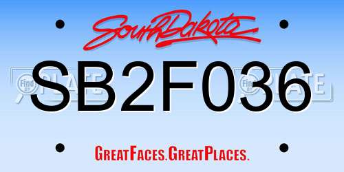 SB2F036 South Dakota License Plate