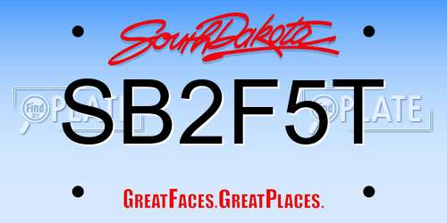 SB2F5T South Dakota License Plate