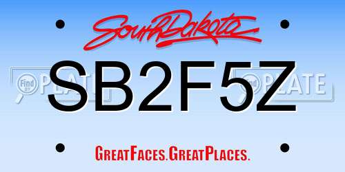 SB2F5Z South Dakota License Plate