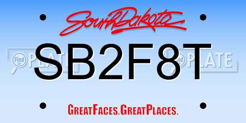 SB2F8T South Dakota License Plate