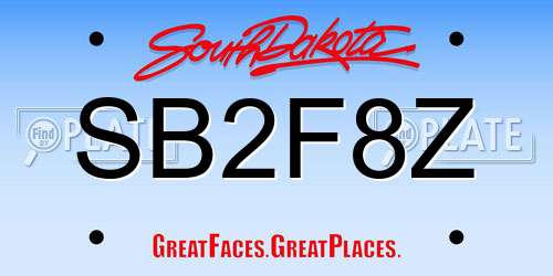 SB2F8Z South Dakota License Plate