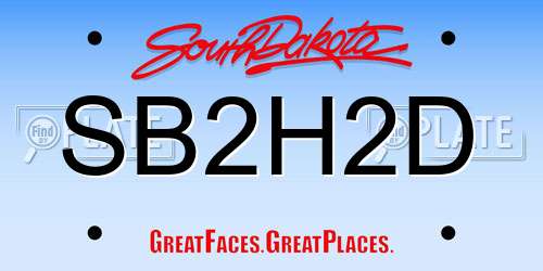 SB2H2D South Dakota License Plate