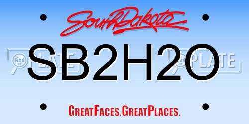 SB2H2O South Dakota License Plate