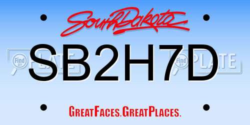 SB2H7D South Dakota License Plate