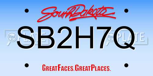 SB2H7Q South Dakota License Plate