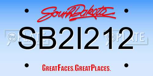SB2I212 South Dakota License Plate