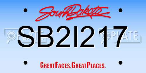 SB2I217 South Dakota License Plate