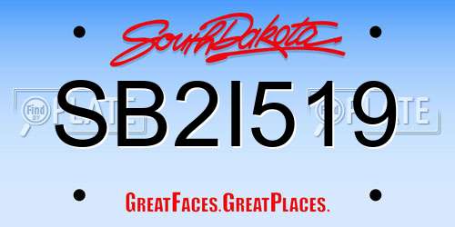 SB2I519 South Dakota License Plate