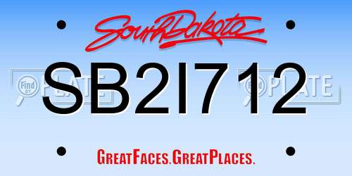 SB2I712 South Dakota License Plate