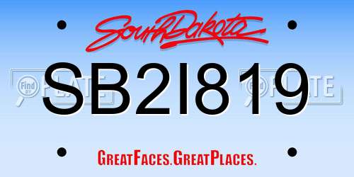 SB2I819 South Dakota License Plate