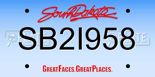 SB2I958 South Dakota License Plate