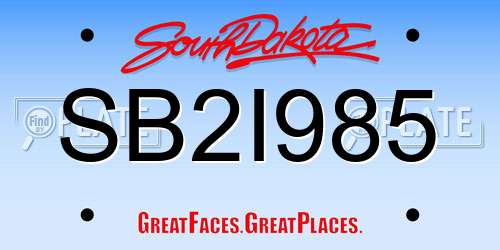 SB2I985 South Dakota License Plate