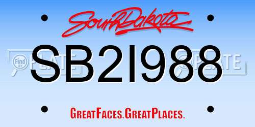 SB2I988 South Dakota License Plate