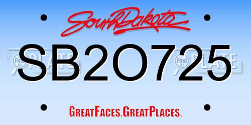 SB2O725 South Dakota License Plate