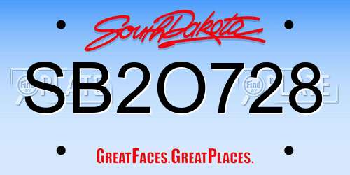 SB2O728 South Dakota License Plate