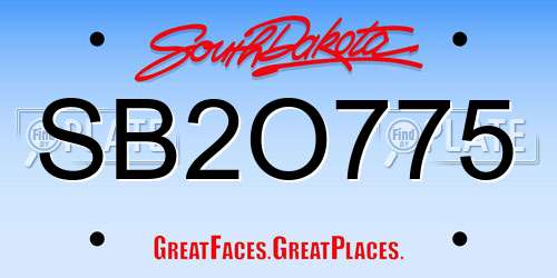 SB2O775 South Dakota License Plate