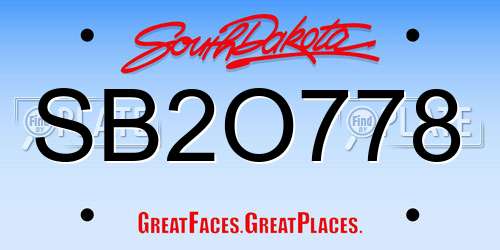 SB2O778 South Dakota License Plate