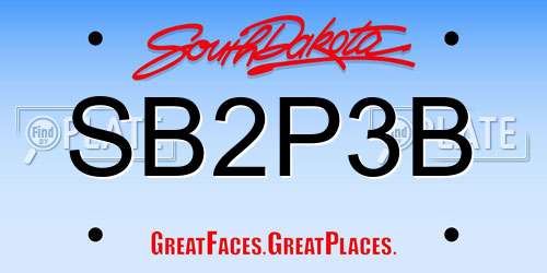 SB2P3B South Dakota License Plate