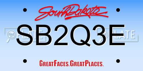 SB2Q3E South Dakota License Plate