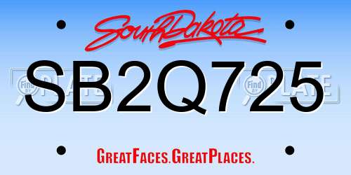 SB2Q725 South Dakota License Plate