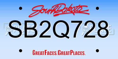 SB2Q728 South Dakota License Plate