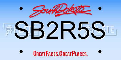 SB2R5S South Dakota License Plate
