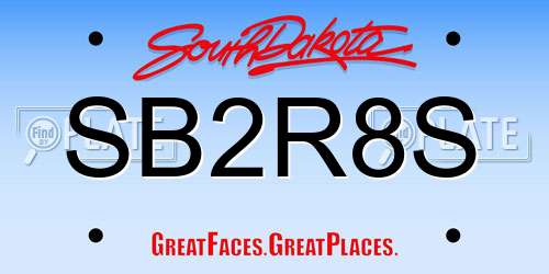 SB2R8S South Dakota License Plate