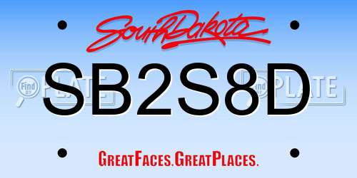 SB2S8D South Dakota License Plate
