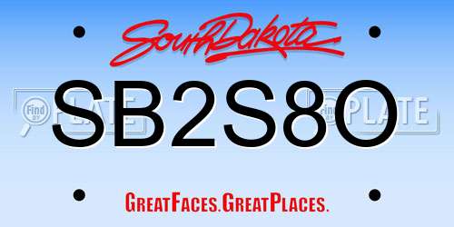 SB2S8O South Dakota License Plate