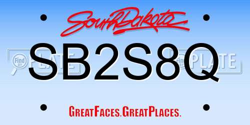 SB2S8Q South Dakota License Plate