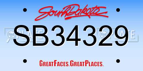 SB34329 South Dakota License Plate