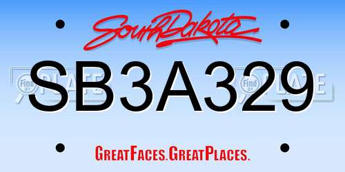 SB3A329 South Dakota License Plate