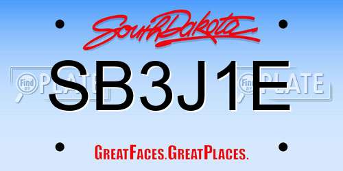 SB3J1E South Dakota License Plate