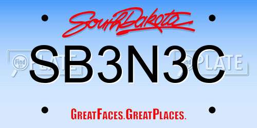 SB3N3C South Dakota License Plate