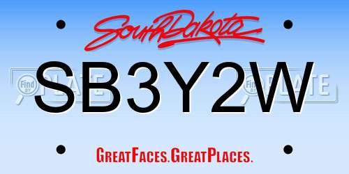 SB3Y2W South Dakota License Plate
